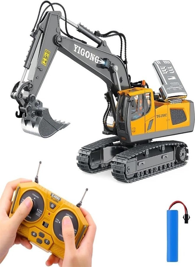Junona Rc Excavator 11 Channel Rc Excavator Truck Toys Metal Shovel, 1/20 Scale Remote Control Construction Vehicles Tractor, 2.4Ghz Boy Toy Gift for Kids and Adults, Multicolor - Image 1
